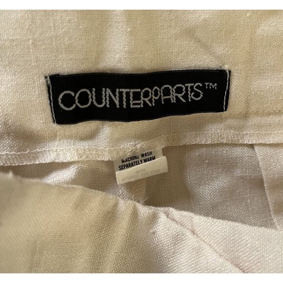 Vintage High Waist Pleated Ivory Linen Blend Pants By Counterparts Sz 0 - Picture 3 of 3